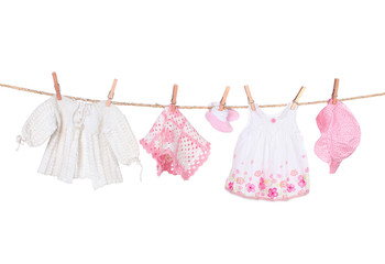 Baby Girl Clothing Hanging on a Clothesline