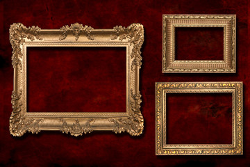 3 Gold Frames Against a Grunge Background