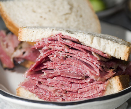 Pastrami Sandwich Rye Bread Kosher Delicatessen