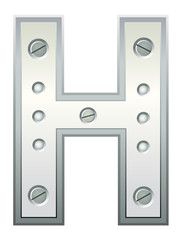 Metallic letter with rivets and screws