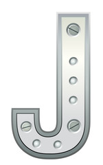 Metallic letter with rivets and screws
