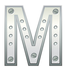 Metallic letter with rivets and screws