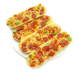 Pizza topped bruschetta baguette sandwich