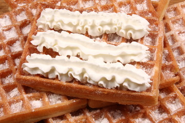 gaufres et crème chantilly