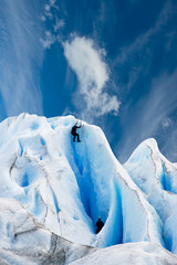Climbing a glacier in patagonia.