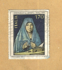 italian stamp, nun at prayer