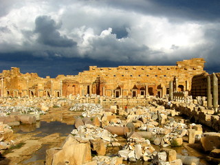 Leptis Magna and sky - obrazy, fototapety, plakaty