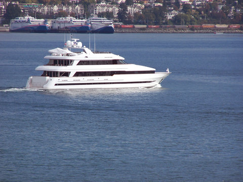 Luxury Yacht entering harbor