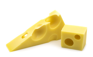 slice cheese on white background