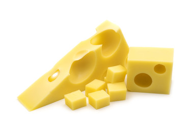 slice cheese on white background