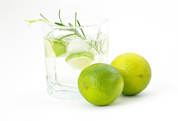 water with ice and lime