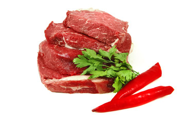 raw beef meat steak over white