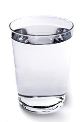 Glass of water on white