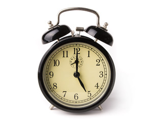 Retro Analog Alarm Clock isolated on White