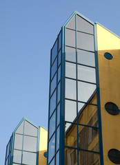 Interior of architecture with a glass