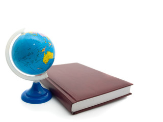 globe and  Notebook isolated on a white background