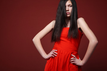 Fototapeta premium Young beautiful brunette.