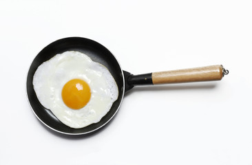 Huevo frito en sartén.