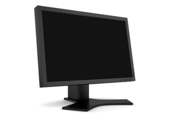 tft monitor with blank screen isolated on white background