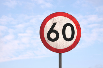 European dirty 60km speed limit traffic sign