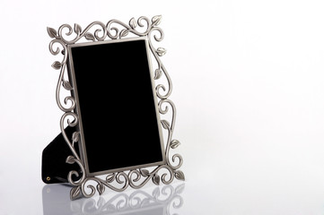 Silver picture frame isolated on white background