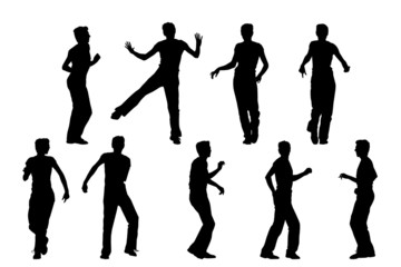 set of nine dancing male figures