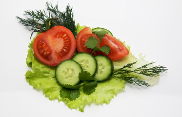tomatoes and cucumbers on the salad