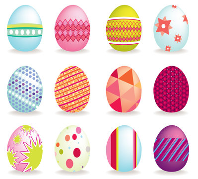 Set of 12 vector icon easter eggs