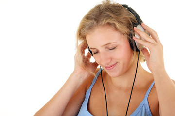 Pretty girl listening to the music