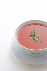 delicious and healthy homemade tomato soup and vegetables