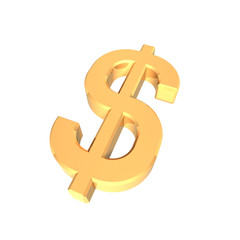 Gold Dollar sign isolated on white