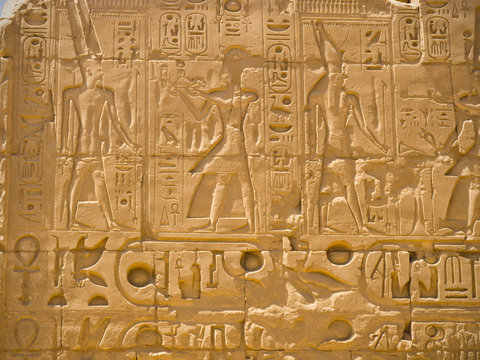 Ramses' bas-reliefs at Karnak temple, Thebes