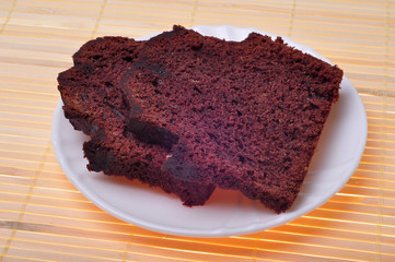 Two pieces of home cake on plate