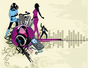 vector city music illustration