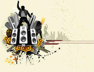 vector city music illustration