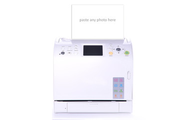 isolated printer with black photo