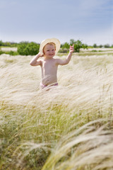 girl in feather-grass