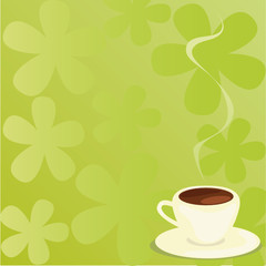cup of coffee on a floral background