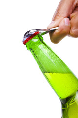 Beer bottle being opened