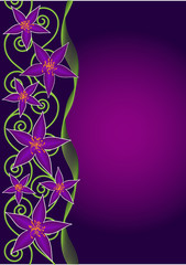 Decorative floral background with violet flowers