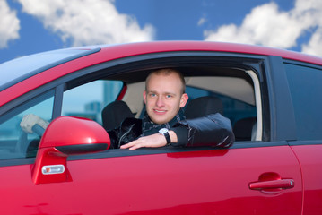 Fototapeta na wymiar man in a car
