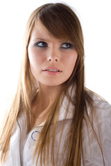 beautiful women look aside