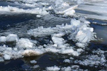 Drifting Ice on river