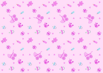 ベビー柄　ピンク