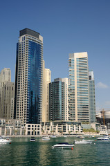 Fototapeta na wymiar Highrise Buildings in Dubai Marina, United Arab Emirates