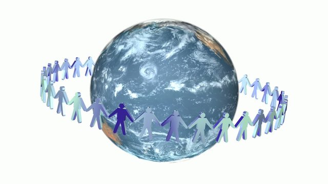 Human circle and Earth animation loop white background