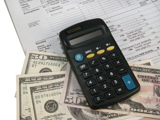Tax Forms with Calculator and Money