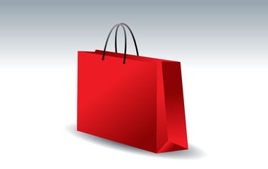 3D shopping bag in red color