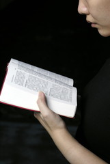 Asian lady reading chinese bible