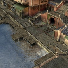 Altes asiatisches Hafendorf